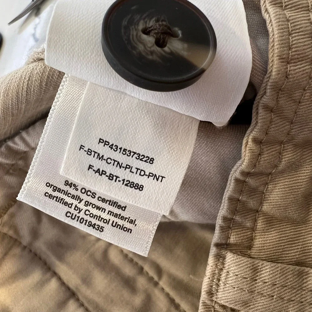 Everlane NWT Khaki Barrel Leg Pants Organic Cotton Quiet Luxury Coastal Size 12
